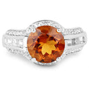 2.81 Carat Genuine Citrine and White Topaz .925 Sterling Silver Ring