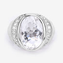 5.38 Carat Genuine Crystal Quartz and White Diamond .925 Sterling Silver Ring
