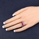 1.74 Carat Genuine Ruby and White Diamond .925 Sterling Silver Ring