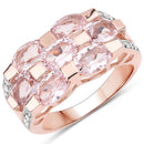 2.65 Carat Genuine Morganite and White Diamond .925 Sterling Silver Ring