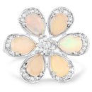 1.71 Carat Genuine Ethiopian Opal and White Topaz .925 Sterling Silver Ring Ring