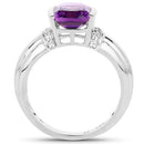 1.52 Carat Genuine Amethyst and White Topaz .925 Sterling Silver Ring