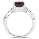 2.03 Carat Genuine Smoky Quartz & White Topaz .925 Sterling Silver Ring