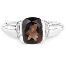 2.03 Carat Genuine Smoky Quartz & White Topaz .925 Sterling Silver Ring