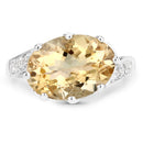 4.63 Carat Genuine Citrine and White Topaz .925 Sterling Silver Ring