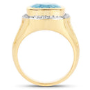 14K Yellow Gold Plated 4.64 Carat Genuine Blue Topaz and White Topaz .925 Sterling Silver Ring