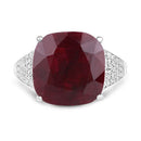 14.47 Carat Dyed Ruby and White Topaz .925 Sterling Silver Ring