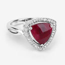 3.25 Carat Dyed Ruby and White Topaz .925 Sterling Silver Ring