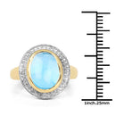14K Yellow Gold Plated 6.70 Carat Genuine Blue Topaz .925 Sterling Silver Ring