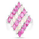 2.95 Carat Genuine Ethiopian Opal and Ruby .925 Sterling Silver Ring