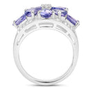 3.24 Carat Genuine Tanzanite and White Topaz .925 Sterling Silver Ring
