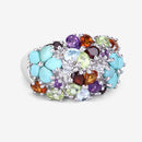 4.03 Carat Genuine Multi Stones .925 Sterling Silver Ring