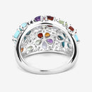 4.03 Carat Genuine Multi Stones .925 Sterling Silver Ring