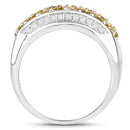 1.91 Carat Genuine Yellow Diamond and White Diamond .925 Sterling Silver Ring