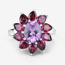 5.65 Carat Genuine Amethyst and Rhodolite .925 Sterling Silver Ring