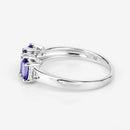 1.11 Carat Genuine Tanzanite and White Diamond .925 Sterling Silver Ring