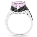 3.53 Carat Genuine Pink Amethyst and Black Spinel .925 Sterling Silver Ring