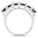 3.66 Carat Genuine Blue Sapphire and White Topaz .925 Sterling Silver Ring