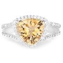 3.06 Carat Genuine Citrine and White Topaz .925 Sterling Silver Ring