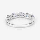 0.54 Carat Genuine Aquamarine and White Topaz .925 Sterling Silver Ring