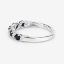 0.64 Carat Genuine Blue Sapphire and White Topaz .925 Sterling Silver Ring