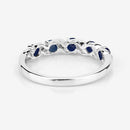 0.64 Carat Genuine Blue Sapphire and White Topaz .925 Sterling Silver Ring