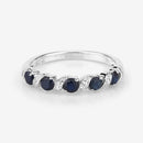 0.64 Carat Genuine Blue Sapphire and White Topaz .925 Sterling Silver Ring