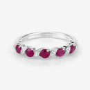 0.69 Carat Genuine Ruby and White Topaz .925 Sterling Silver Ring