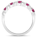 0.69 Carat Genuine Ruby and White Topaz .925 Sterling Silver Ring