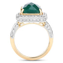 5.18 Carat Dyed Emerald and White Topaz .925 Sterling Silver Ring