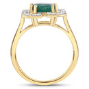 2.55 Carat Dyed Emerald and White Topaz .925 Sterling Silver Ring