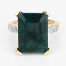 7.64 Carat Dyed Emerald and White Diamond .925 Sterling Silver Ring