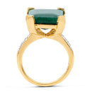 7.64 Carat Dyed Emerald and White Diamond .925 Sterling Silver Ring