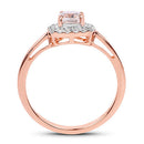 14K Rose Gold Plated 1.05 Carat Genuine Morganite and White Topaz .925 Sterling Silver Ring