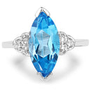 3.78 Carat Genuine Swiss Blue Topaz and White Topaz .925 Sterling Silver Ring