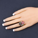 3.65 Carat Genuine Multi Stones .925 Sterling Silver Ring