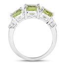4.14 Carat Genuine Peridot and White Topaz .925 Sterling Silver Ring