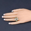 11.90 Carat Genuine Green Amethyst and Peridot .925 Sterling Silver Ring