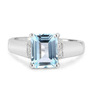 2.64 Carat Genuine Blue Topaz and White Topaz .925 Sterling Silver Ring