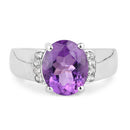 3.32 Carat Genuine  Amethyst and White Topaz .925 Sterling Silver Ring