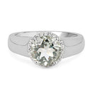1.87 Carat Genuine Green Amethyst and White Topaz .925 Sterling Silver Ring