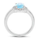 2.58 Carat Genuine  Blue Topaz and White Topaz .925 Sterling Silver Ring