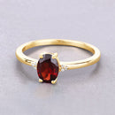 0.87 Carat Genuine Garnet and White Diamond 10K Yellow Gold Ring
