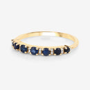0.43 Carat Genuine Blue Sapphire and White Diamond 14K Yellow Gold Ring