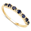 0.43 Carat Genuine Blue Sapphire and White Diamond 14K Yellow Gold Ring