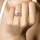 0.68 Carat Genuine Ruby and White Diamond 14K Yellow Gold Ring