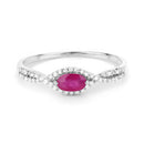 0.40 Carat Genuine Ruby and White Diamond 14K White Gold Ring