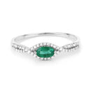 0.32 Carat Genuine Zambian Emerald and White Diamond 14K White Gold Ring