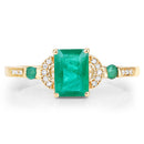 1.07 Carat Genuine Zambian Emerald and White Diamond 14K Yellow Gold Ring