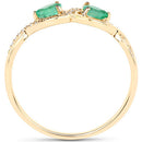 0.35 Carat Genuine Zambian Emerald and White Diamond 14K Yellow Gold Ring
